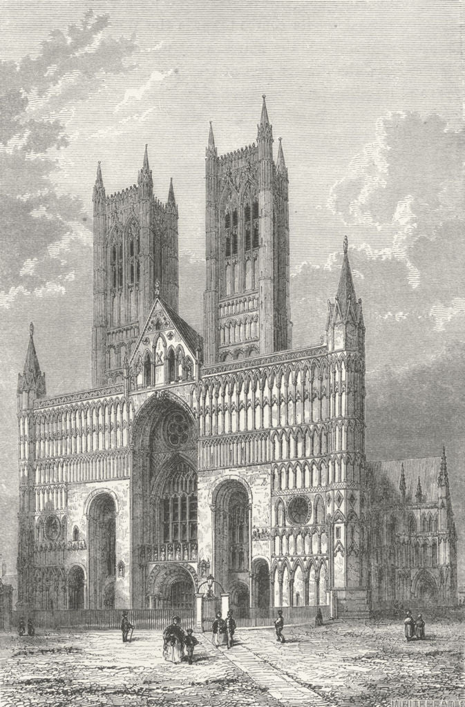 LINCS. Lincoln cathedral c1885 old antique vintage print picture